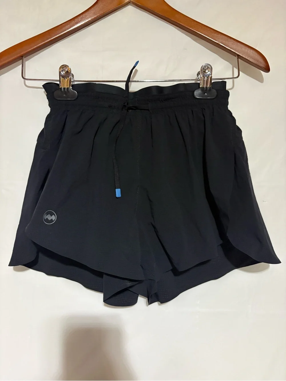 Janji Black Athletic Running Shorts with Blue Drawstring Tip